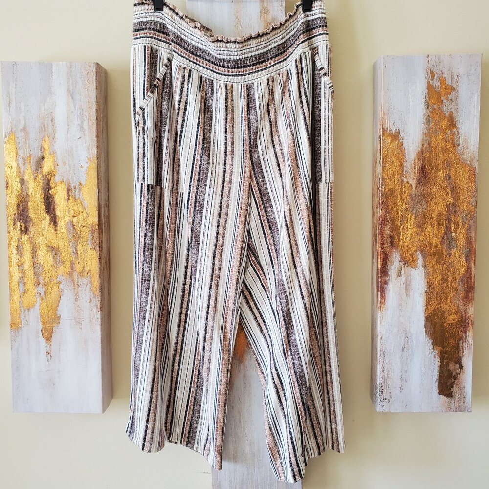 Robert Louis Lightweight Striped Wide Legged Dress Pants SZ 3X